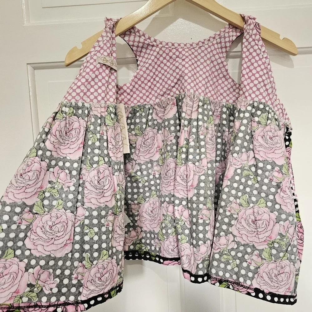 Hatch & Cloak Bye Bye Birdie Scoop Neck Wrap Dress Floral Polka Dot Size 2T